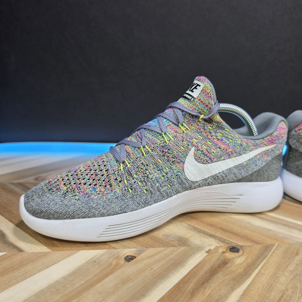 Nikeβ Lunar Epic Low Flyknit 2 Men's 9 Shoes Wolf Gray Multicolor Sprinkles - Picture 5 of 13